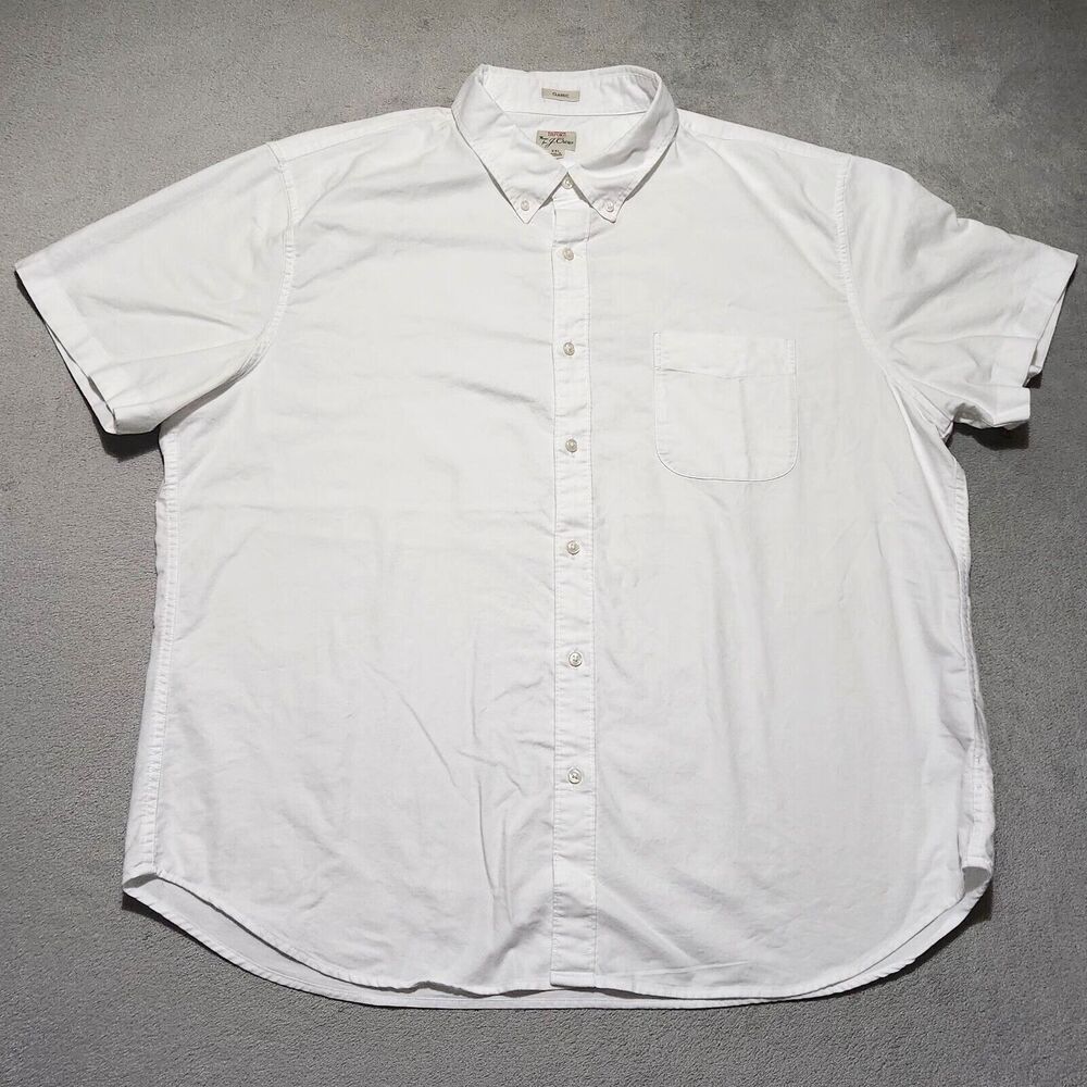 J. Crew All Cotton Oxford Dress Shirt Men's XXL Classic White Casual Button Down